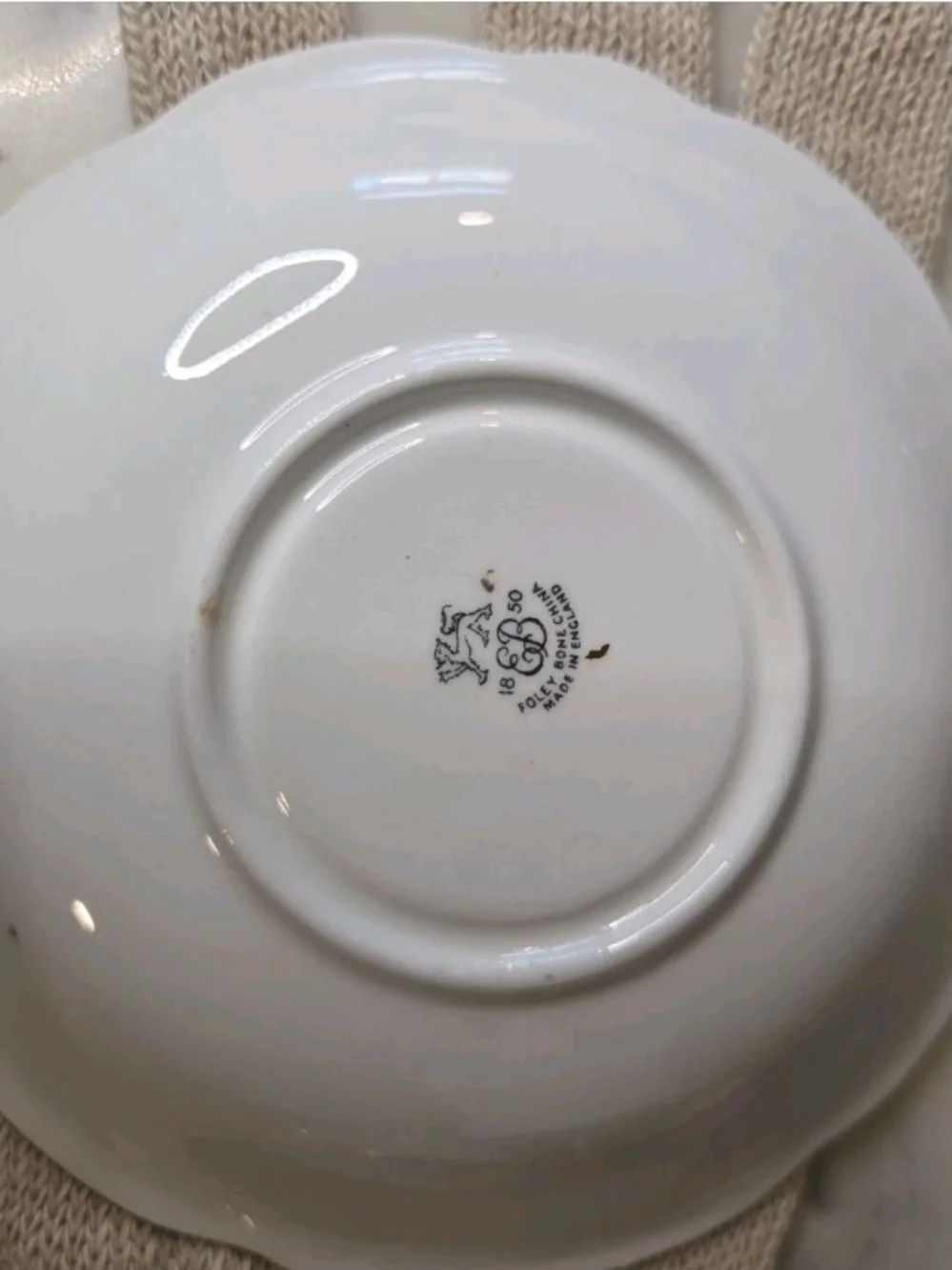FOLEY Green and Gold Floral Porcelain Teacup and Saucer Set 1940's MINT